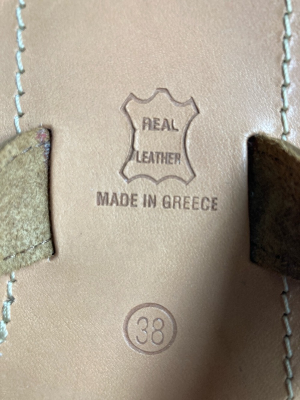 Women's Greek Leather 2 strap slide on sandals NEW - Picture 2 of 8